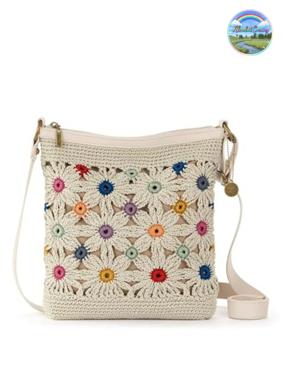 Hand-Crocheted Crossbody Purse with Adjustable Strap, Vegan Certified Recycled